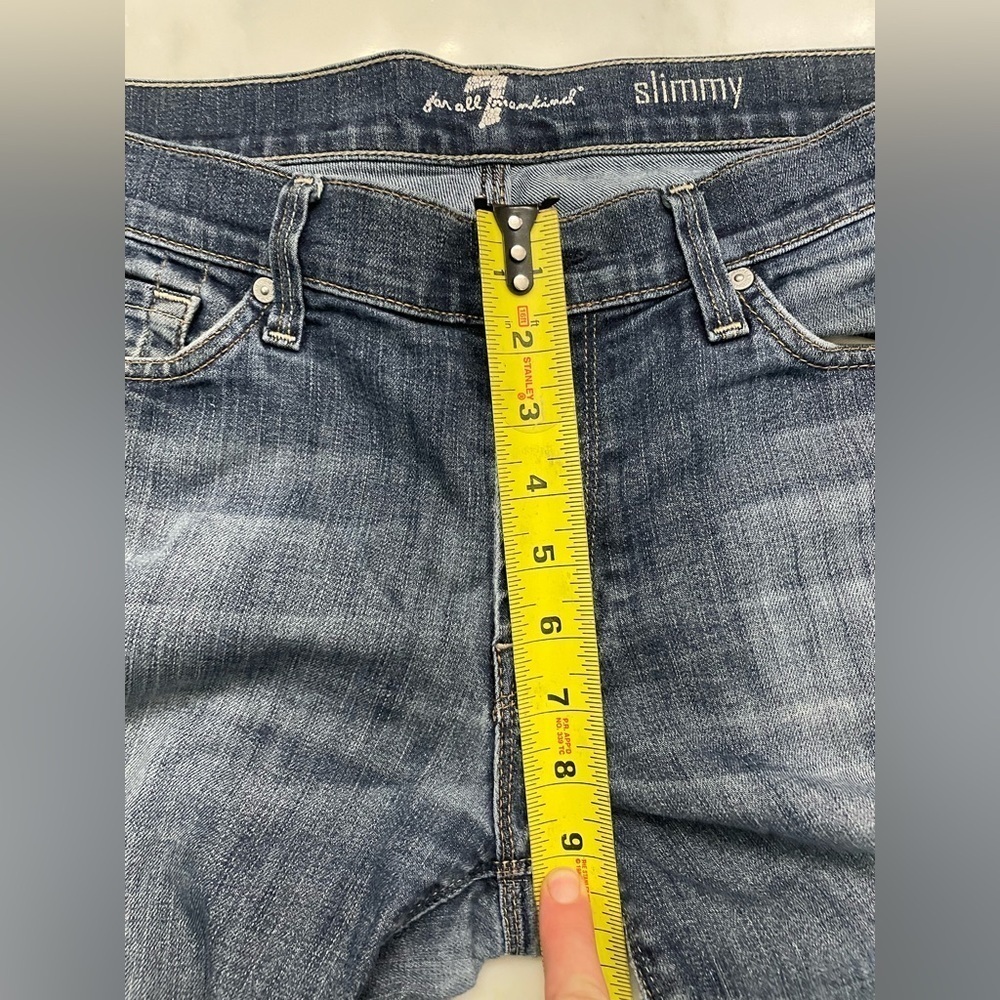 7 for All Mankind, waist 34, the Slimmy, straight leg dark wash jeans - Picture 6 of 10